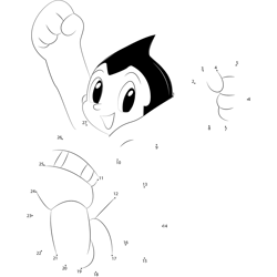 Happy Astro Boy Dot to Dot Worksheet