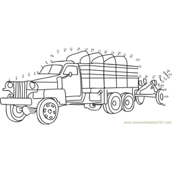 Army Truck Dot to Dot Worksheet