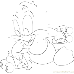 Baby Daffy Duck playing with Cars Dot to Dot Worksheet