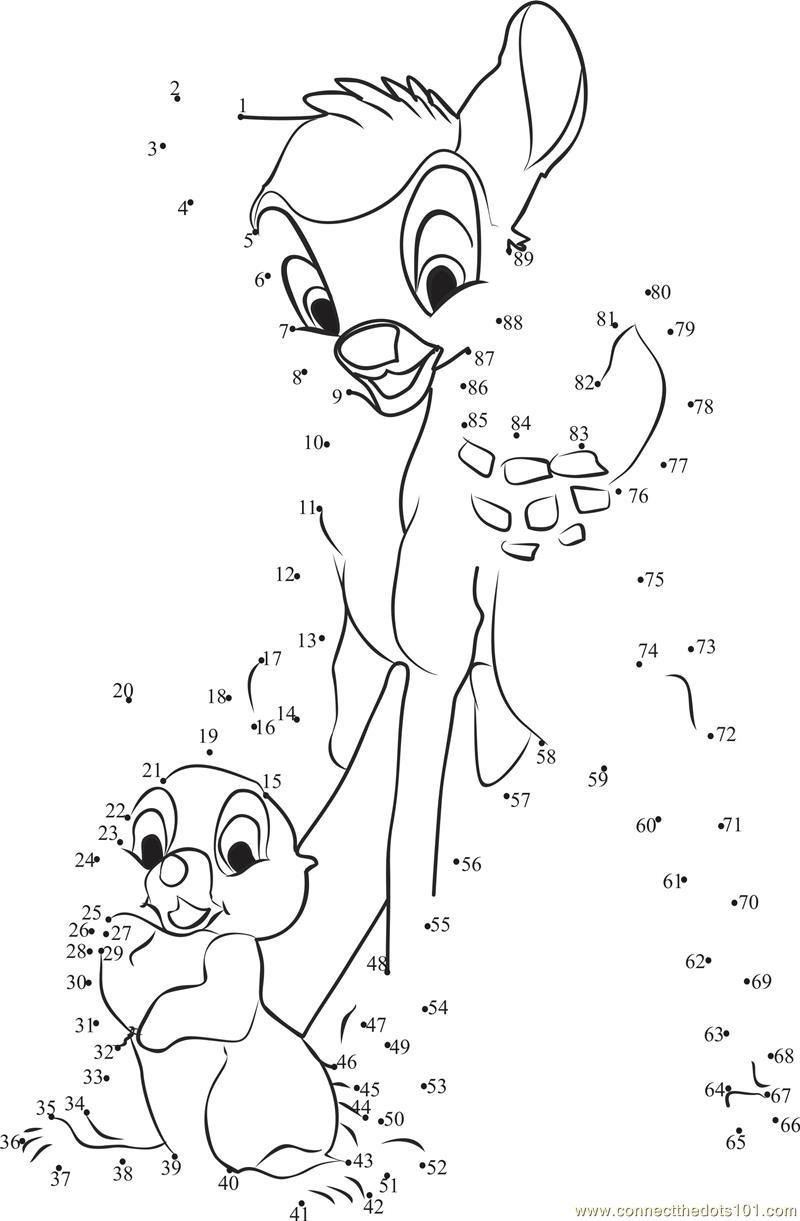 dots connect bambi dot worksheet disney printables sweet printable cartoons email pdf