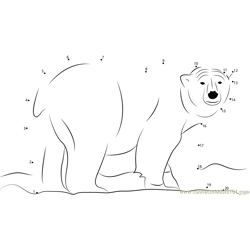 Male Polar Bear Dot to Dot Worksheet