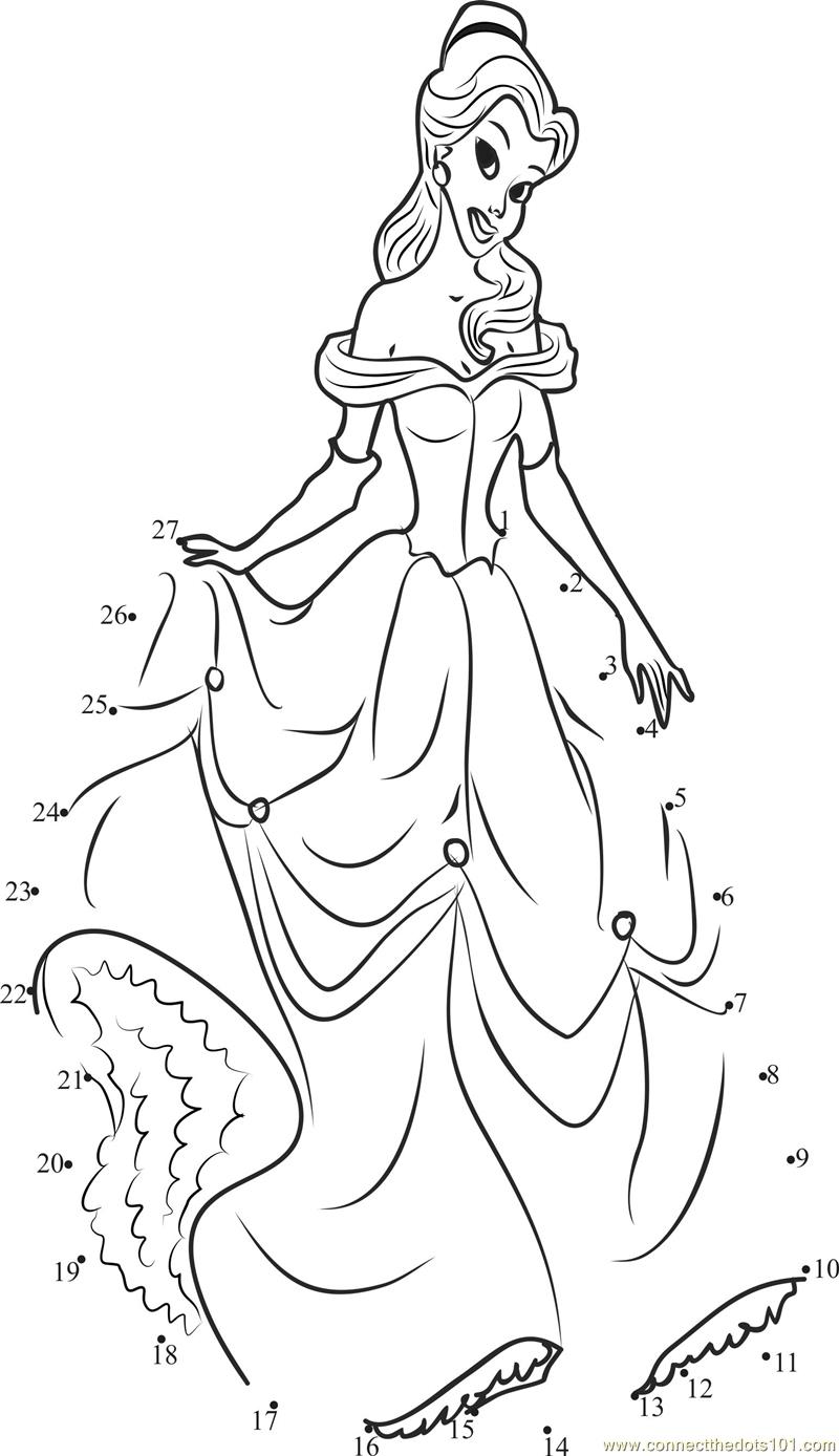 Beauty traditional fairy tale dot to dot printable worksheet Connect