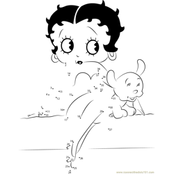 Betty Boop and her Dog Dot to Dot Worksheet