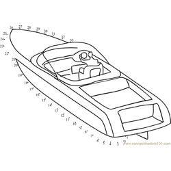 Speed Boat Dot to Dot Worksheet