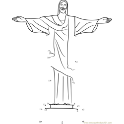 Christ Statue in Brazil Dot to Dot Worksheet