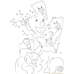 Brother Bear in Group Dot to Dot Worksheet