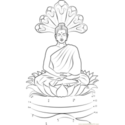 Gautam Buddha Sitting on Lotus Dot to Dot Worksheet