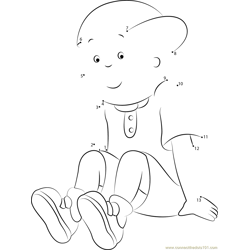 Caillou Sitting Alone Dot to Dot Worksheet