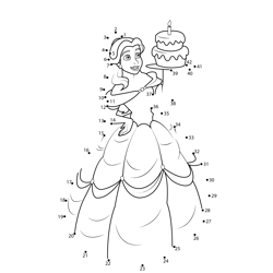 Belle with Cake Dot to Dot Worksheet