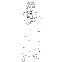 Belle with Costume Dot to Dot Worksheet