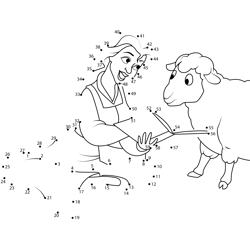 Belle with Sheep Dot to Dot Worksheet