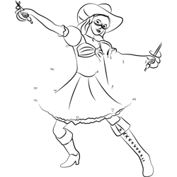 Barbie with Hat and Sword Dot to Dot Worksheet