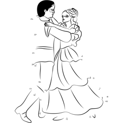 Princess and Prince Dancing Dot to Dot Worksheet