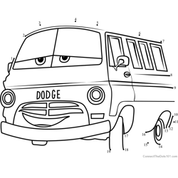 Dusty Rust-eze from Cars 3 Dot to Dot Worksheet