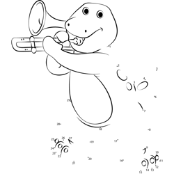 Barney playing Trumpet Dot to Dot Worksheet