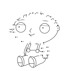 Stewie Griffin Sitting Family Guy Dot to Dot Worksheet