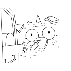 Happy Puppycorn with Head Out of the Car Window Unikitty Dot to Dot Worksheet