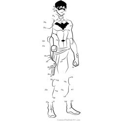 Nightwing from Young Justice Dot to Dot Worksheet