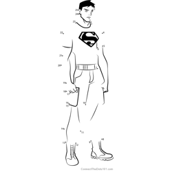 Superboy from Young Justice Dot to Dot Worksheet