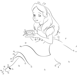 Alice with Tea Dot to Dot Worksheet