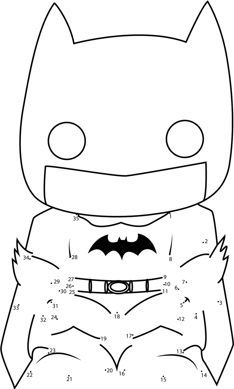 Angry Chibi Batman dot to dot printable worksheet - Connect The Dots
