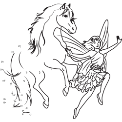 Jumping Horse and Flying Fairy Dot to Dot Worksheet