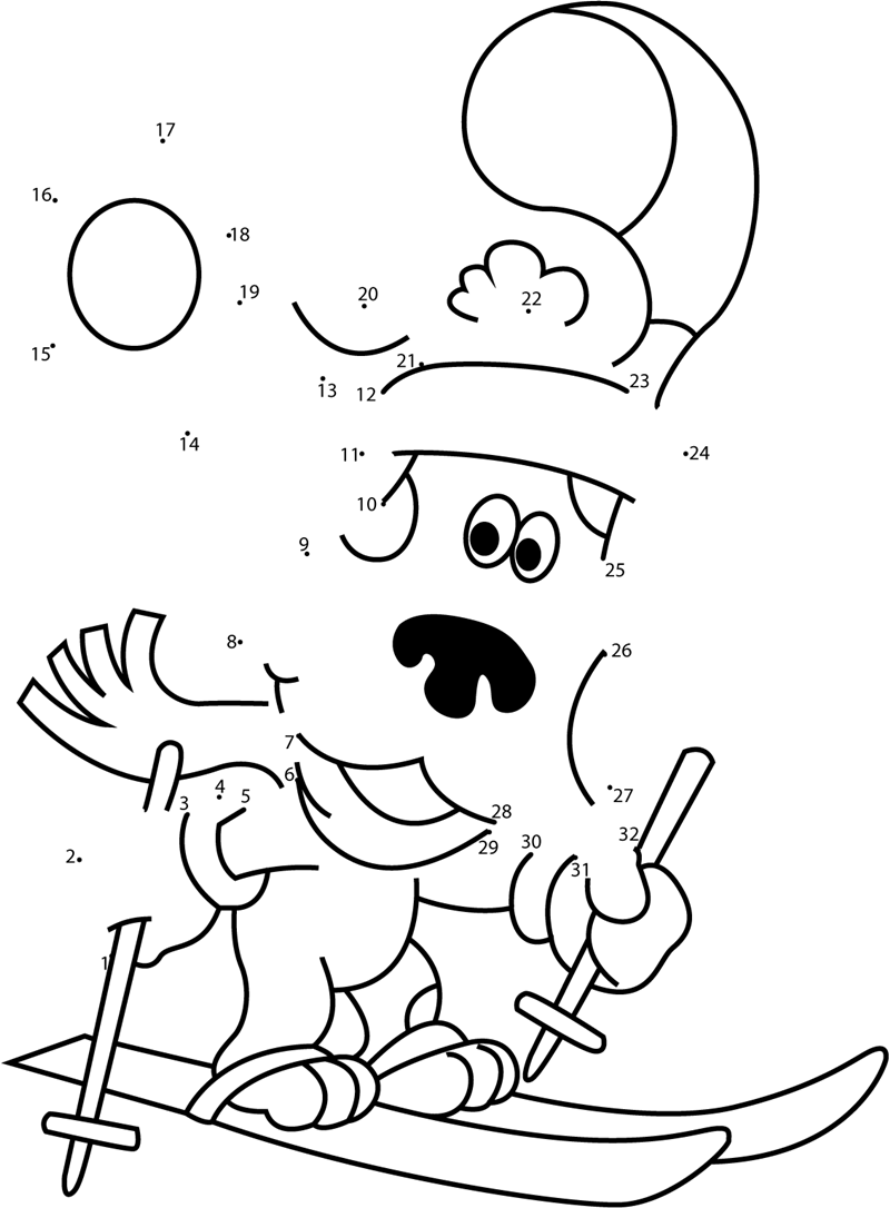 Blues Clues Skating in Winter dot to dot printable worksheet Connect