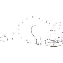 Silver tabby cat eating dry cat Dot to Dot Worksheet