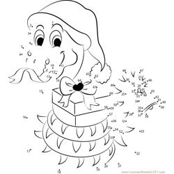 Cartoon Of A Cute Christmas Snake Ringing Dot to Dot Worksheet