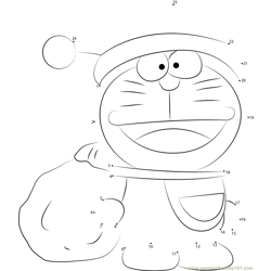 Cute Cartoon Christmas Cat Dress Up as Santa Claus Dot to Dot Worksheet