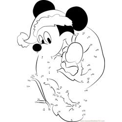 Mickey Mouse at Christmas Dot to Dot Worksheet