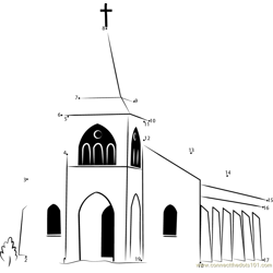 Touaourou Mission Church Dot to Dot Worksheet