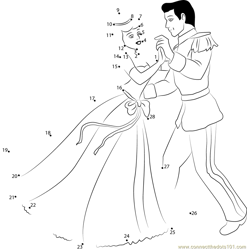 Disney Best Couple Prince and Cinderella Dot to Dot Worksheet