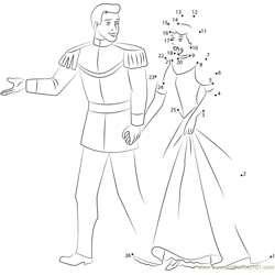 Prince and Cinderella Going Dot to Dot Worksheet