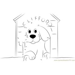 Clifford Dog in Home Dot to Dot Worksheet