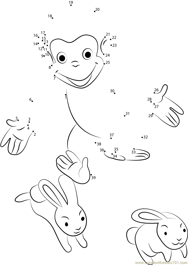 Curious George Playing with Rabbit Connect the Dots for Kids