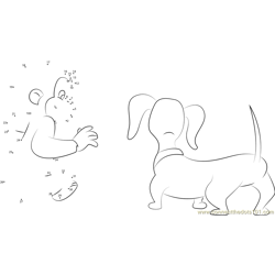 Curious George with Dog Dot to Dot Worksheet