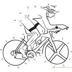 Cyclist on BiCycle Dot to Dot Worksheet