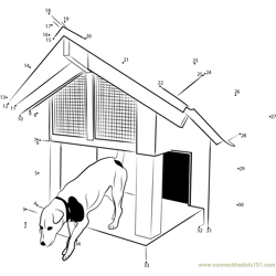 Doghouse with Deck-X Dot to Dot Worksheet
