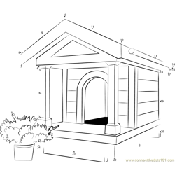 Miniature Dog House Dot to Dot Worksheet