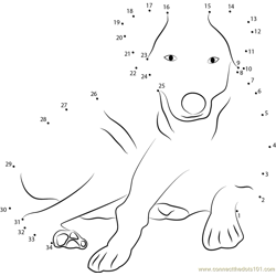 Cute Dog Sitting Dot to Dot Worksheet