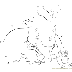 Dumbo Going with Mouse Dot to Dot Worksheet