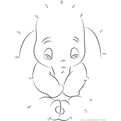 Sad Dumbo Dot to Dot Worksheet