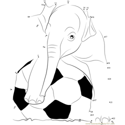 Playing Football Elephants Dot to Dot Worksheet