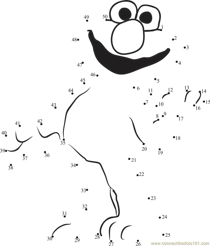 Elmo Muppet from Sesame Street dot to dot printable worksheet - Connect