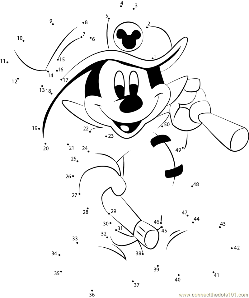 Mickey Mouse Fireman dot to dot printable worksheet Connect The Dots