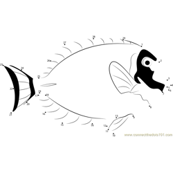 Powder Blue Surgeon Fish Dot to Dot Worksheet