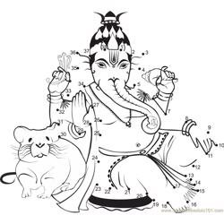 Lord Ganesha Blessing Dot to Dot Worksheet