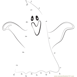 Happy Ghost Dot to Dot Worksheet