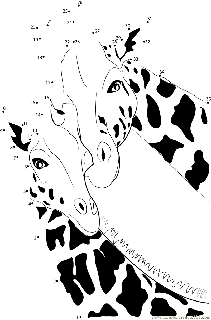 giraffe coloring dot dots connect worksheet printable giraffes animals pdf coloringpages101